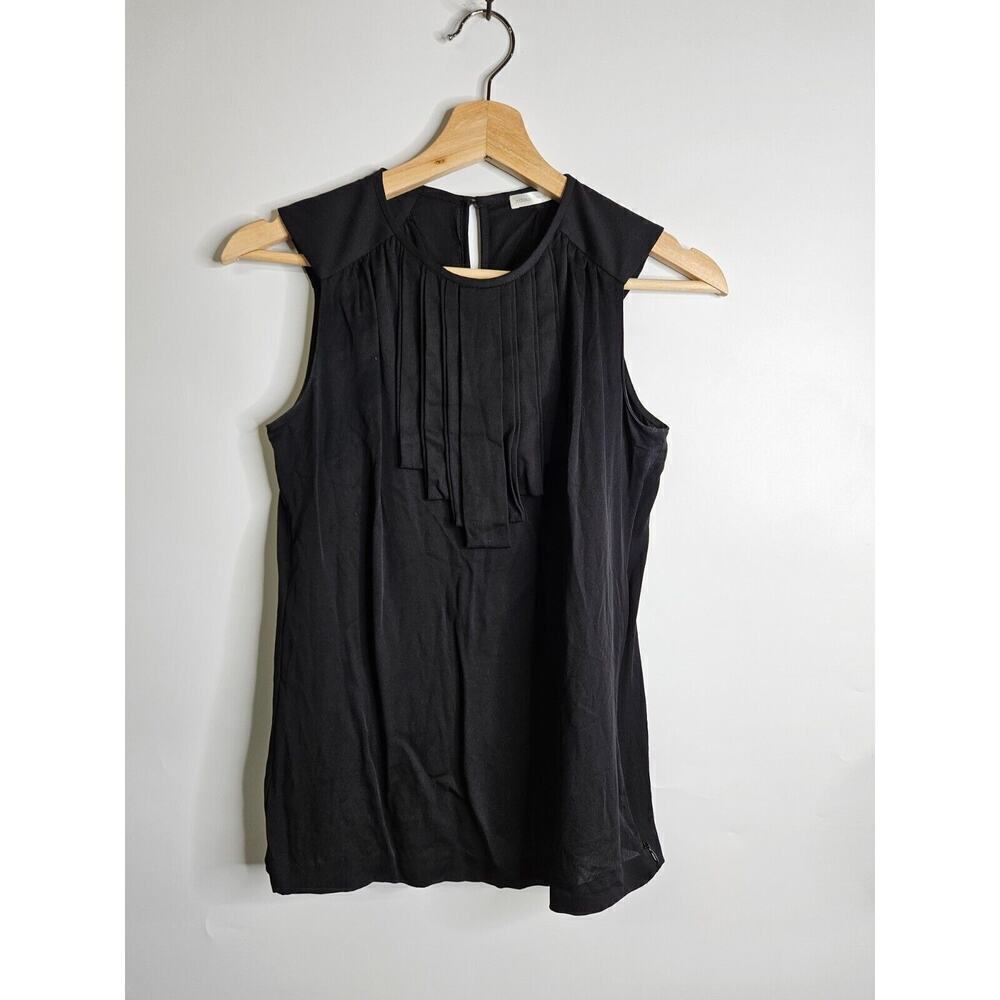 Classiques Entier 100% Silk Blouse Pleated Sleeveless Women's Size XS Black
